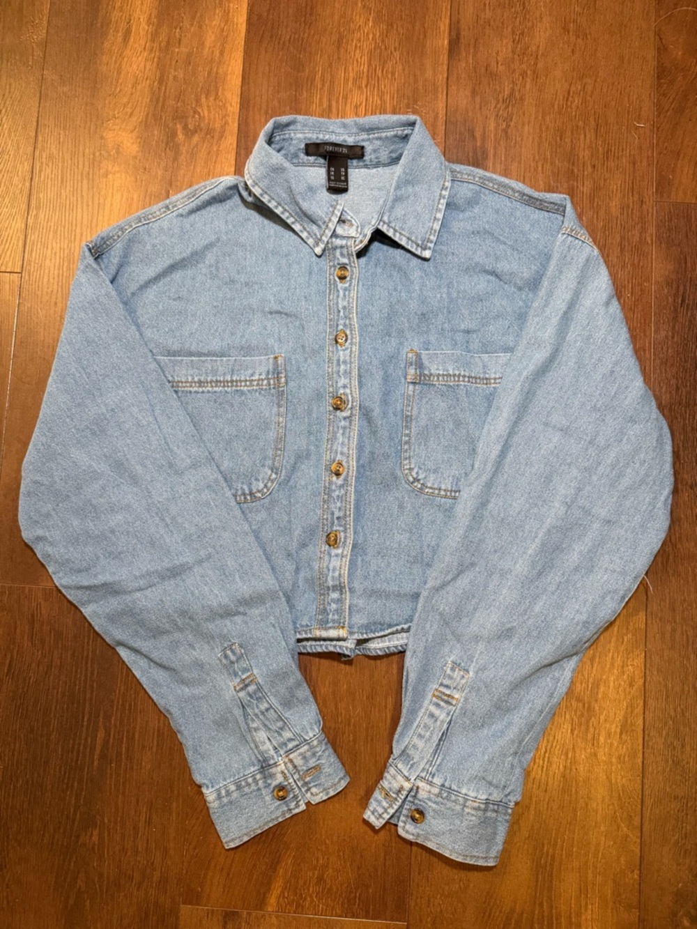 Forever 21 Light Blue Denim Button-Front Shirt‎
